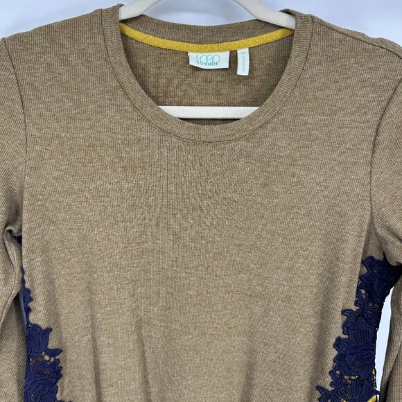3/$25 Logo by Lori Goldstein Tunic Top XS Asymmetrical Long Sleeve Lace Beige - Picture 6 of 7